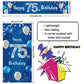 Happy 75Th Birthday Door Cover Porch Banner Sign Set - 75 Years Old Birthday Decoraions Party Supplies For Men - Blue