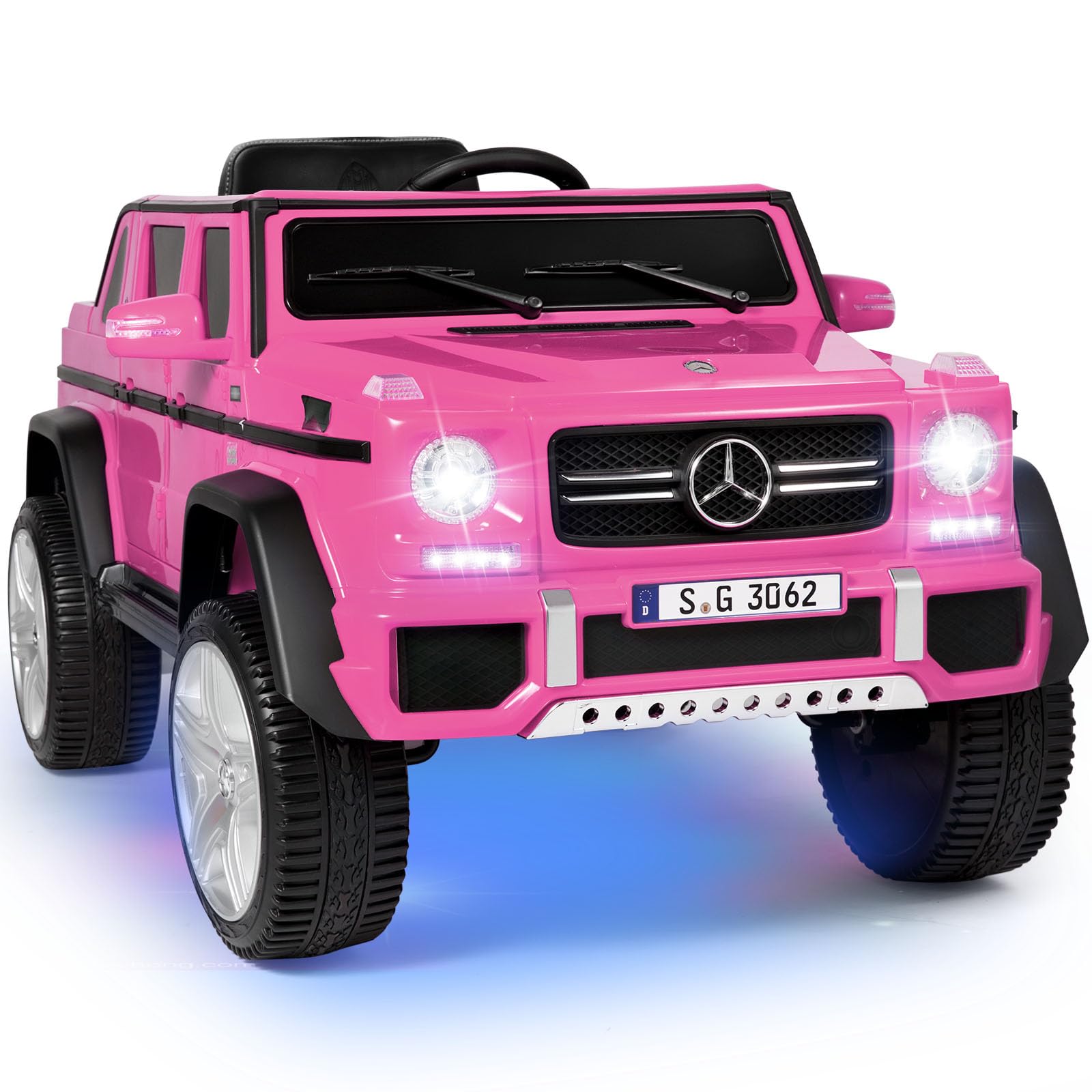 JOYLDIAS Licensed Mercedes-Benz G650S Ride On Car for Kids  12V7AH Kids Ride On Truck with 2.4Ghz Remote Control  3 Speeds  Bluetooth Music LED Lights  Spring Suspension  Pink