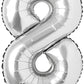 On Blow 32 inch Silver Number Foil Balloons for Party Decoration (Number 8)