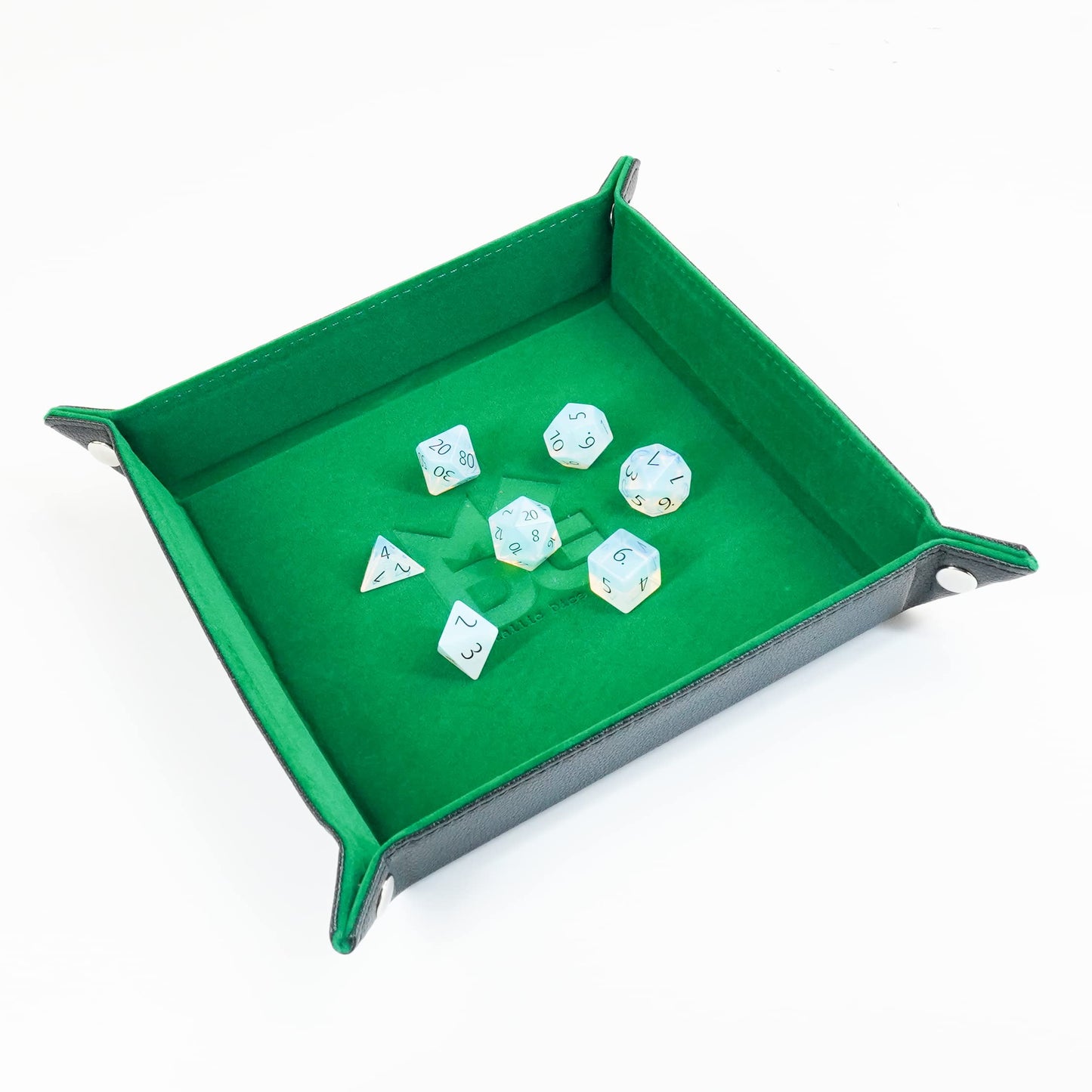Metallic Dice Games Fold Up Velvet Dice Tray w/PU Leather Backing, Green, Model 81334, Perfect for Dungeons and Dragons Accessories