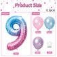 40 Inch Gradient Blue Pink Number 9 Balloon, 9Th Birthday Balloons, 11Pcs Pearl Light Purple Pink Blue Latex Balloons 9 Foil Bal