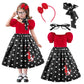 GRIVOS 1950s Polka Dot Poodle Skirt Costume Poodle Skirts For Girls 50s Outfit For Girls With Scarf Headband Glasses