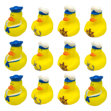 Cool Rubber Ducks (2') Standard Size. (12 Pack) Cute Duck Bath Tub Pool Toys. (Nautical Rubber Duckies)