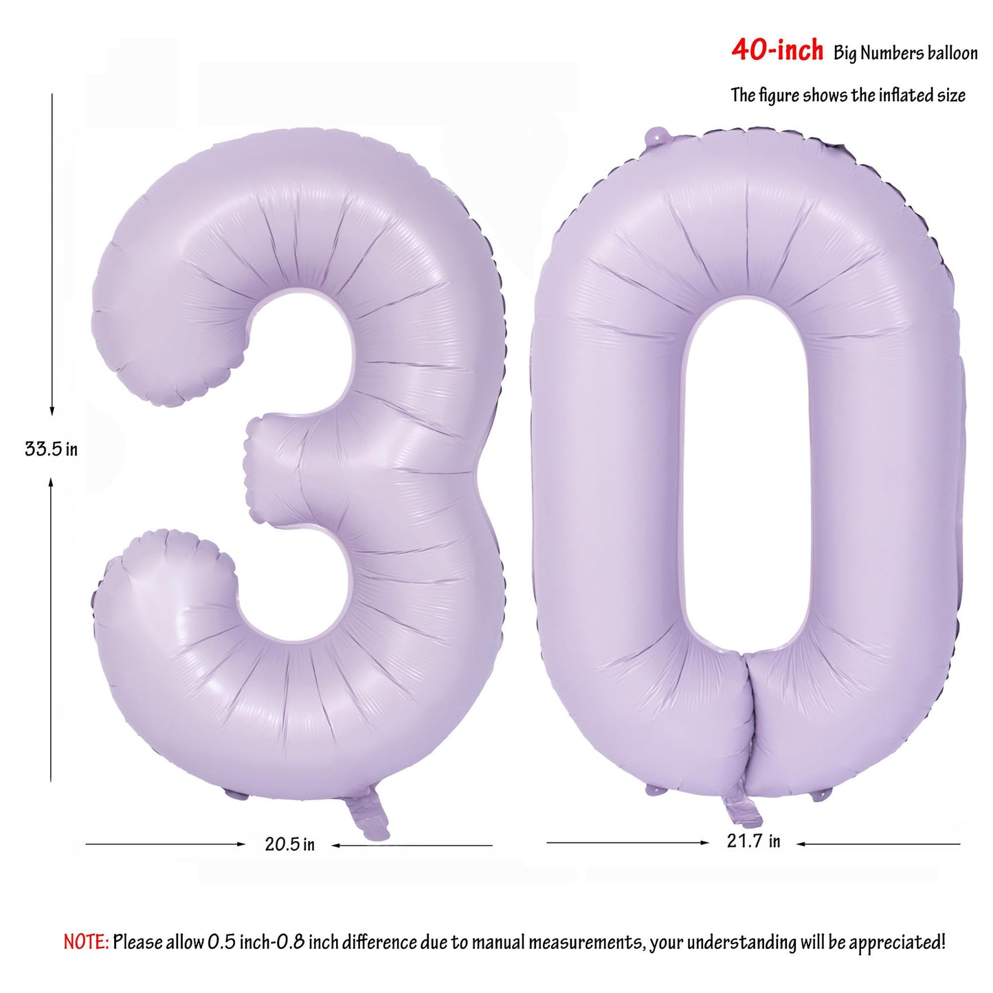 40 In Matte Purple Number Balloons Helium Foil Mylar Balloon Birthday Party Banquet Decoration Digital 30