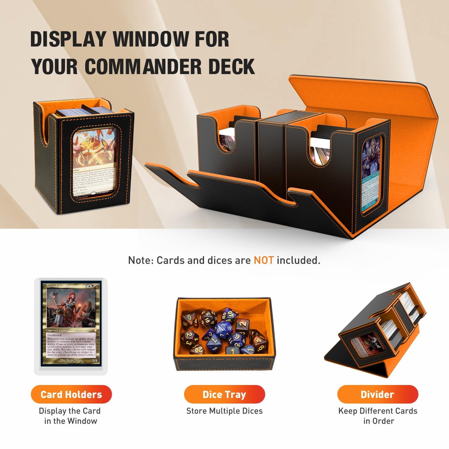 Timovo Mtg Deck Box, Commander Deck Case Fits 200+ Double-Sleeved Cards, Magnetic Leather Card Storage Box With 2 Commander Disp
