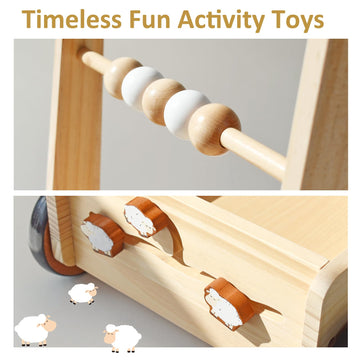 Pairpear Wooden Baby Walker Push Toys,Adjustable Speed Nature Wood Push Walkers For Babies Learning To Walk,Toddler Push And Pull Toys Gift For Baby Girls And Boys 1-2