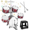Kids Drum Set For Toddlers 1-3 Musical Jazz Drum With Stool Toys For 2-5 4-6 5-7 Boys Girls Birthday, Red