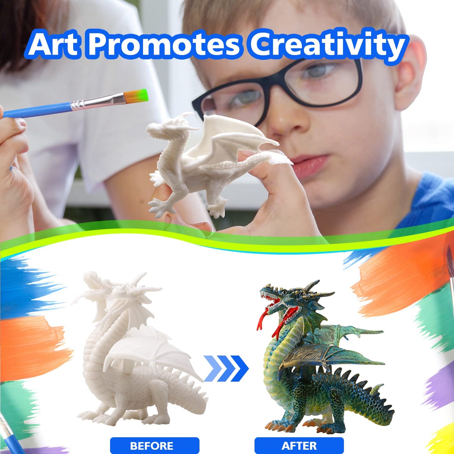 SOLDAY Dragon Toys Painting Kits for Kids Arts and Crafts Ages 3 6 5 7 9 12 Boys Girls to Paint Your Own Paintable Figurines Bir