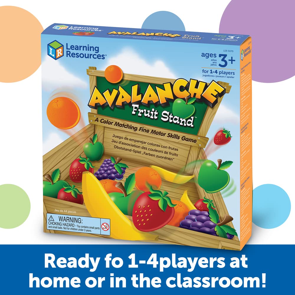 Learning Resources Avalanche Fruit Stand - 42 Pieces, Multi-color, Fine Motor Game, Ages 3+, Model LER5070