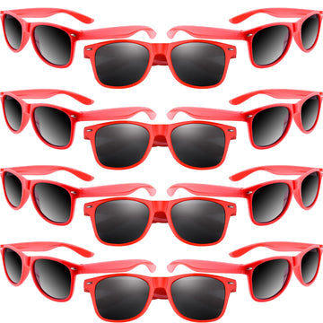 Miahart 12 Pack Kids Party Sunglasses Bulk Summer Party Favors Retro Glasses For Boys And Girls Birthday Party Supplies, Red
