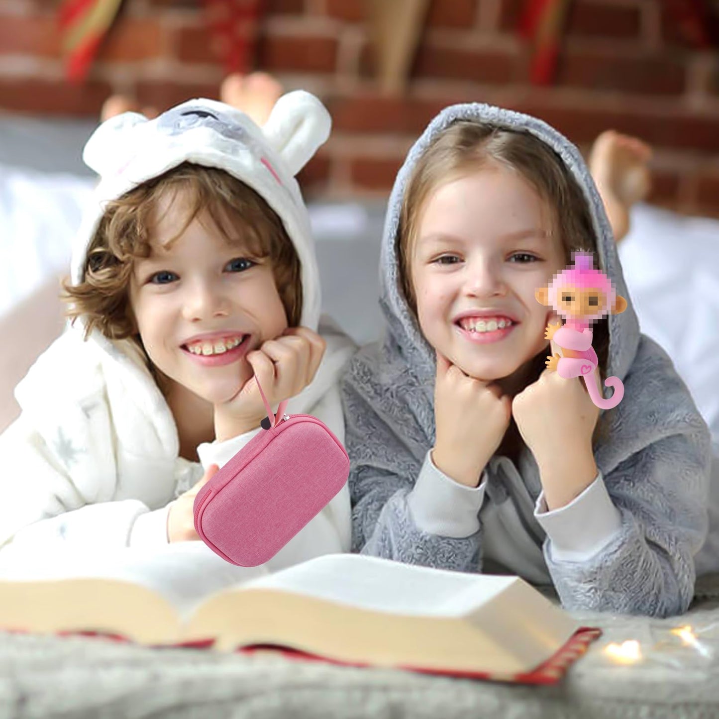 Mgznmty Carrying Case Compatible With Fingerlings Monkey Toy - 2023 New Interactive Toys For Kids (Pink) (Only Case)