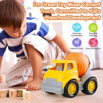 PLAY Eco-Friendly Cement Mixer Toy Truck, [USDA Certified] No BPA/Phthalate/PVC, Recycled Bioplastic Construction Vehicle Gift f