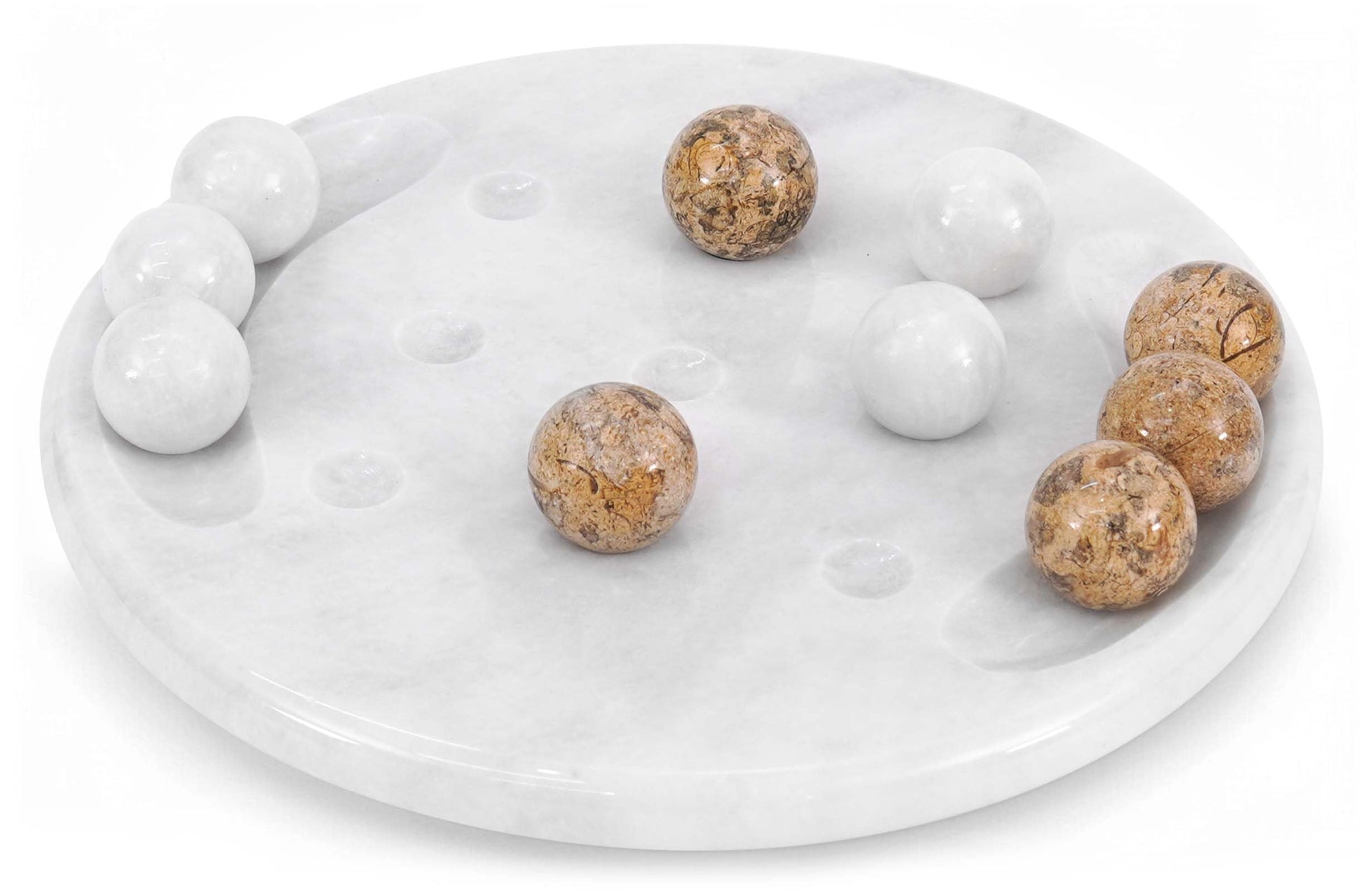 Radicaln Tic Tac Toe 10'' Inches White & Coral Handmade Family Board Games For Adults Ideal Tic Tac Toe & Decorative Marble Game