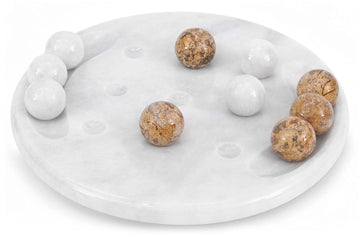 Radicaln Tic Tac Toe 10'' Inches White & Coral Handmade Family Board Games For Adults Ideal Tic Tac Toe & Decorative Marble Game