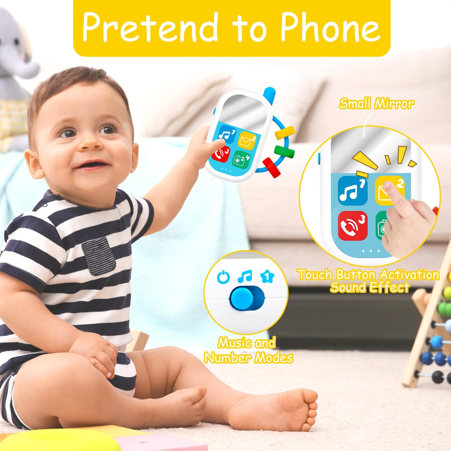 Baby Montessori Sensory Learning Toys With Sounds - Infant Toddlers Travel Activities Musical Teething Toys For Babies 0 3 6 9 12 18 Months - Newborn Shower Gifts For 1 2 3 Year Old Boys Girls