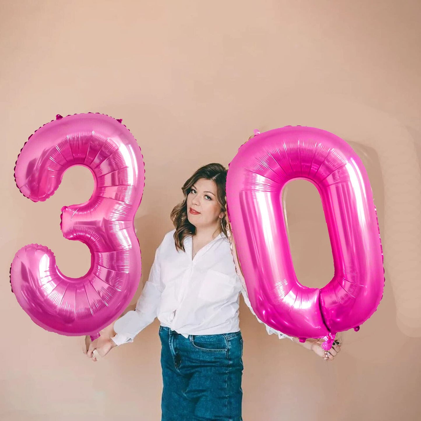 30 Number Balloon Pink 40 Inch Big Foil Mylar 30Th Balloons For 30 Year Old Men Women Birthday Party Decorations Wedding Anniver