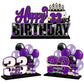 Lingteer Happy 33Rd Birthday Purple Acrylic Table Topper Centerpieces Set - Cheers To 33 Years Old Birthday 33Rd Bday Party Gift Decorations.