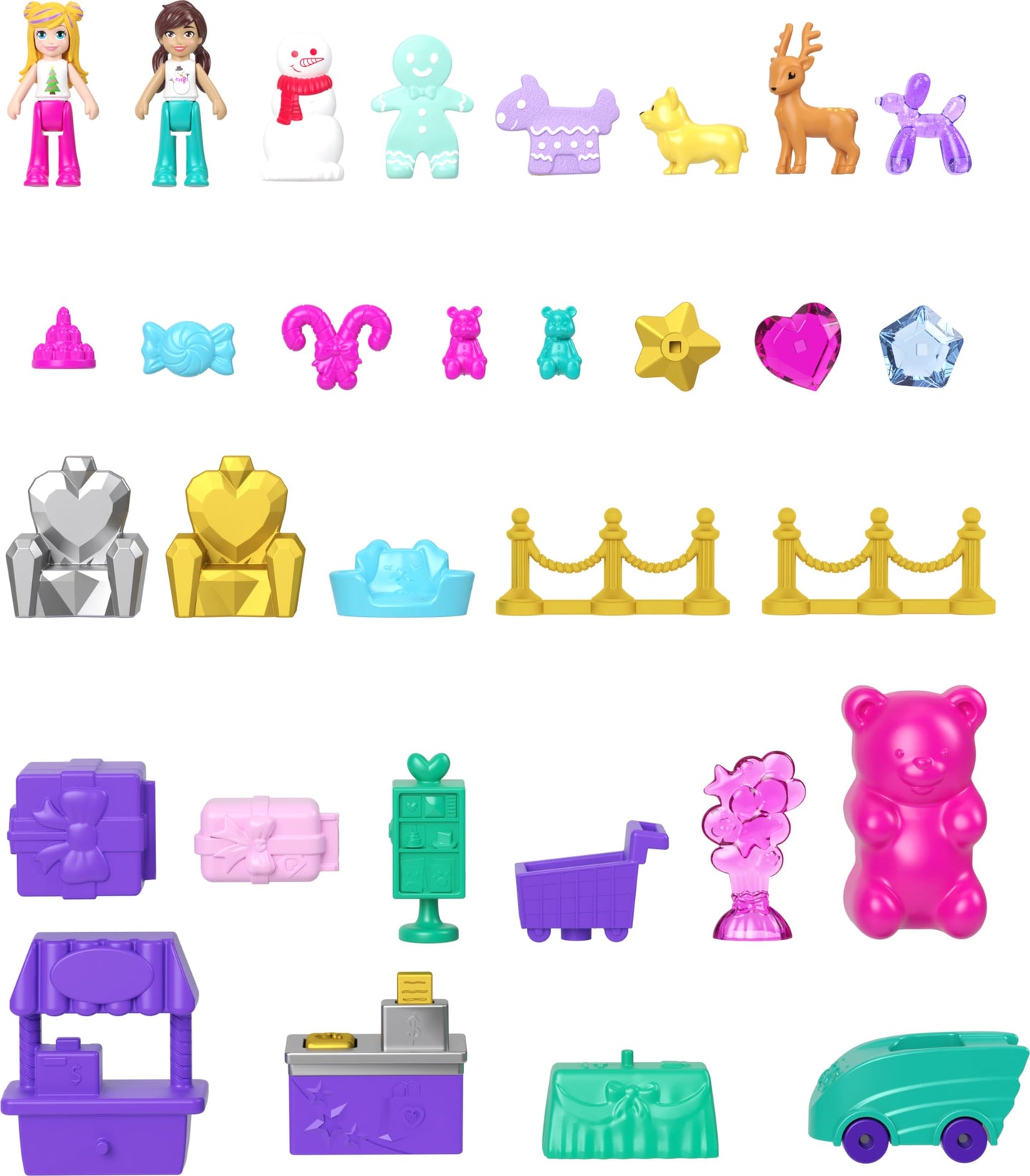 Polly Pocket Advent Calendar Gingerbread House Playset with 24 Surprises, Multicolor, Model HWP33