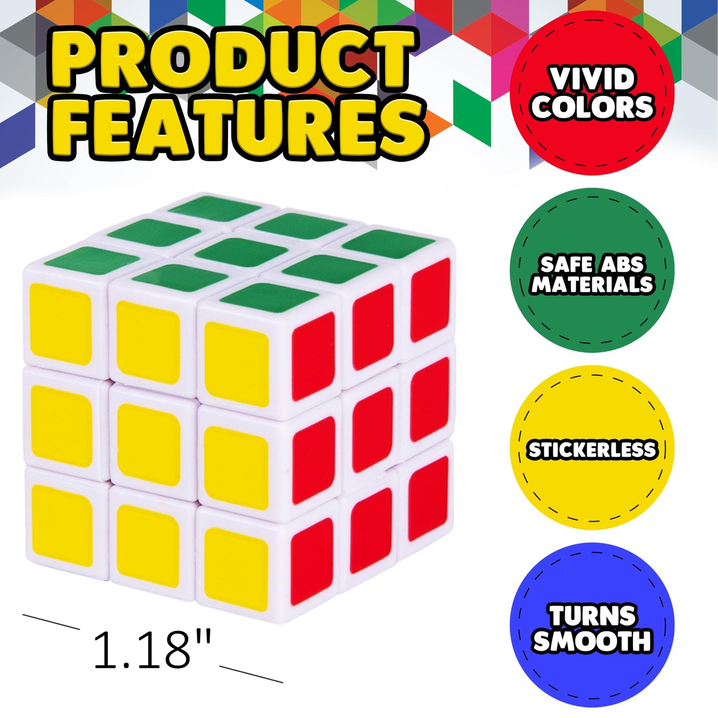 48 Pack Mini Rubix Cube Set - Bulk Rubix Cubes - Ultra Portable Fidget Cubes For Kids And Adults - 3D Puzzle For Fidgeting, Stress Relief, And Learning - Mini Puzzle Party Favors