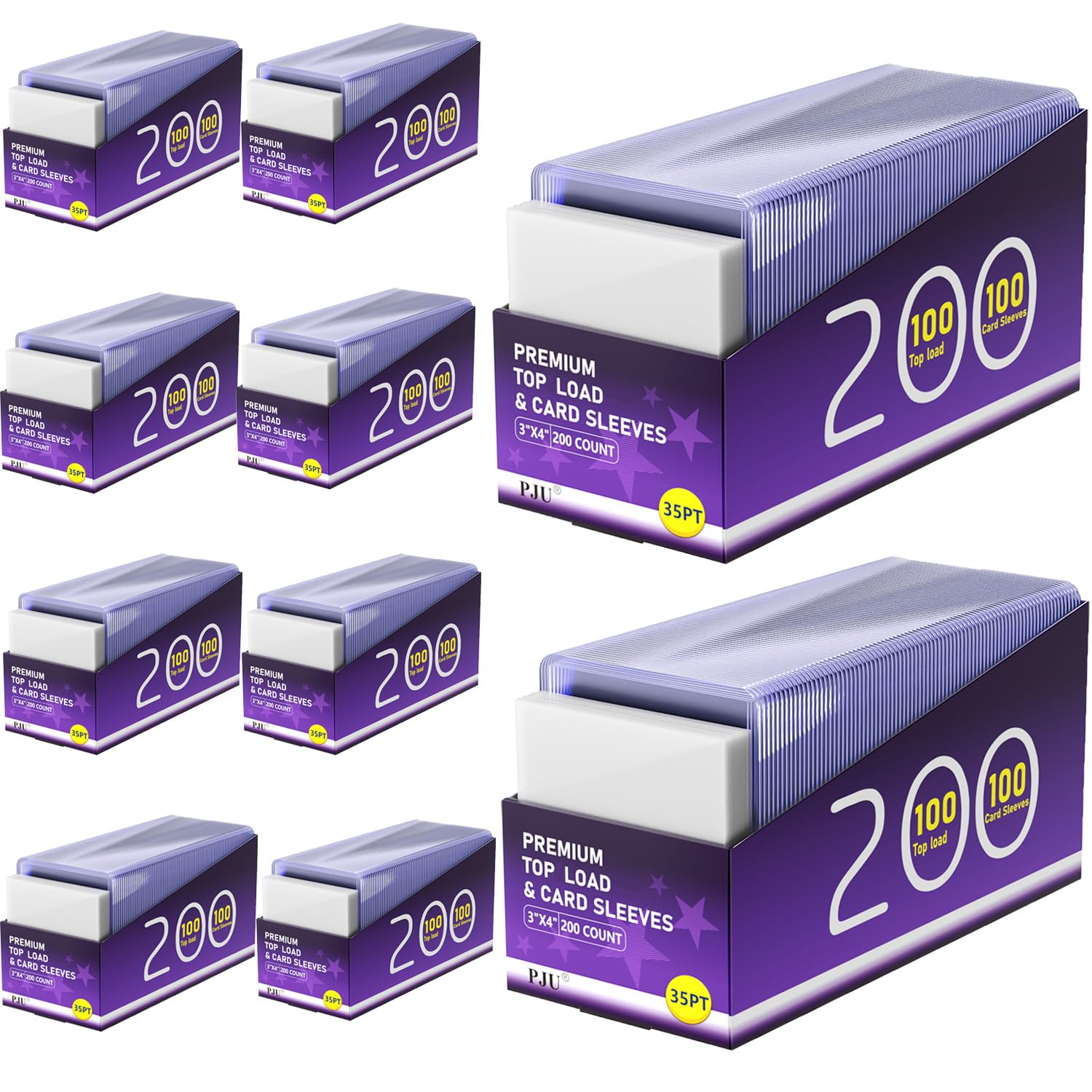 2000 Card Sleeves Top Loaders for Cards  Toploaders enhanced Baseball Card Sleeve Hard Plastic  3 x 4 Trading Cards Holder  Sports Protectors(1000 Toploaders + 1000 Penny Sleeves)