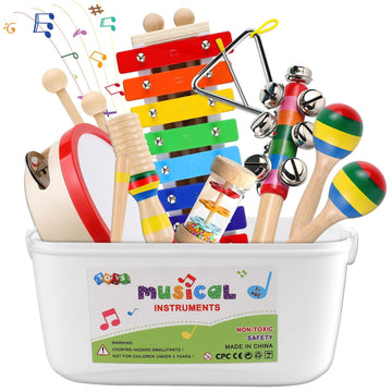 DIFFYBOX Kids Musical Instruments Montessori Baby Musical Toys for Toddlers 3-5 Wooden Percussion Instruments Toy for Preschool