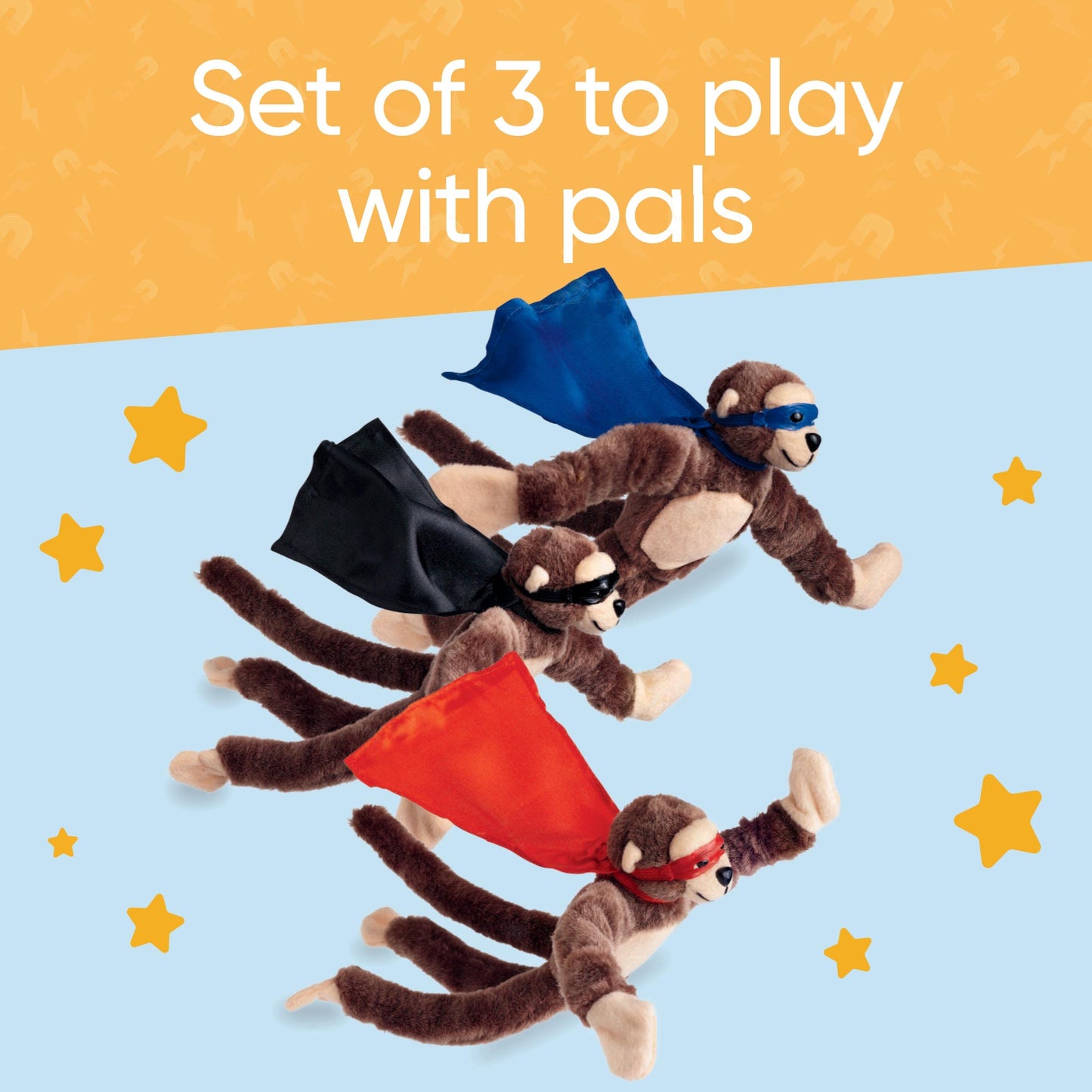 Set Of 3 Flying Flingshot Howler Monkeys Plush Toys With Sound, 11.5''H