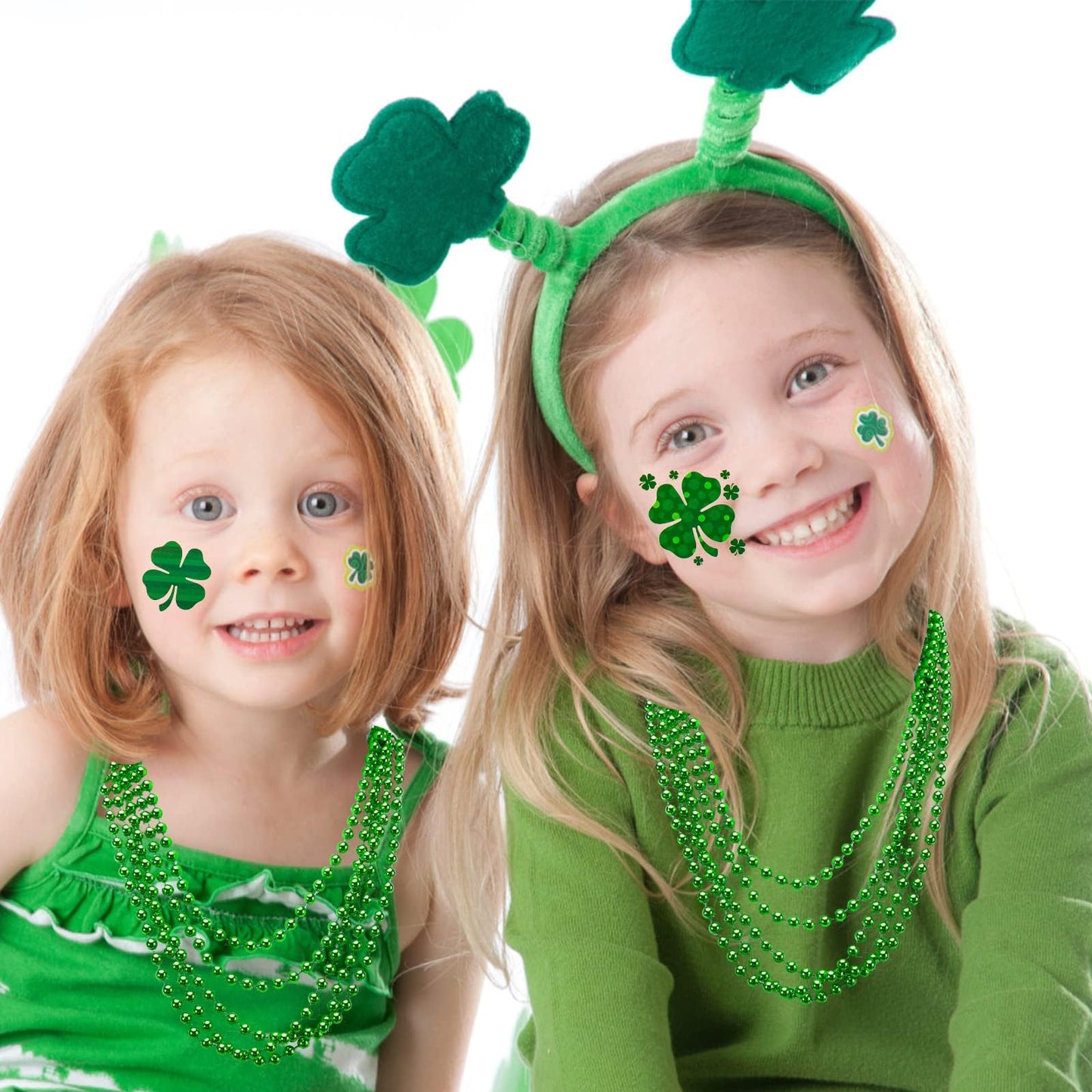 Rukie 144 Pcs St.patricks Day Beads Bulk, 33 Inch 7mm Green Carnival Beaded Necklaces Decorations For St.patricks Day Festivals,