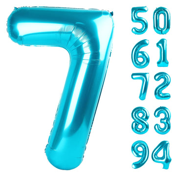 7 Balloon, Blue Number Balloons 40 Inch, 7Th Birthday Decorations For Kids Girls Boys, Blue Party Decoration For Women Men, Numb