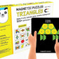 Game Phactory New Magnetic Puzzles : Triangles  Includes 250 Colorful Magnets, 100 Puzzles, Magnetic Board, Display Stand