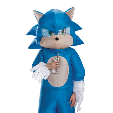 Disguise Sonic Inflatable Kids Costume, Official Sonic Move 3 Inflating Costume with Fan, One Size Child