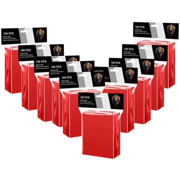 1000Ct Matte Black Red Card Sleeves For Trading Cards, Soft Anti-Slip Tough Premium Tcg Standard Card Penny Sleeves Compatible W