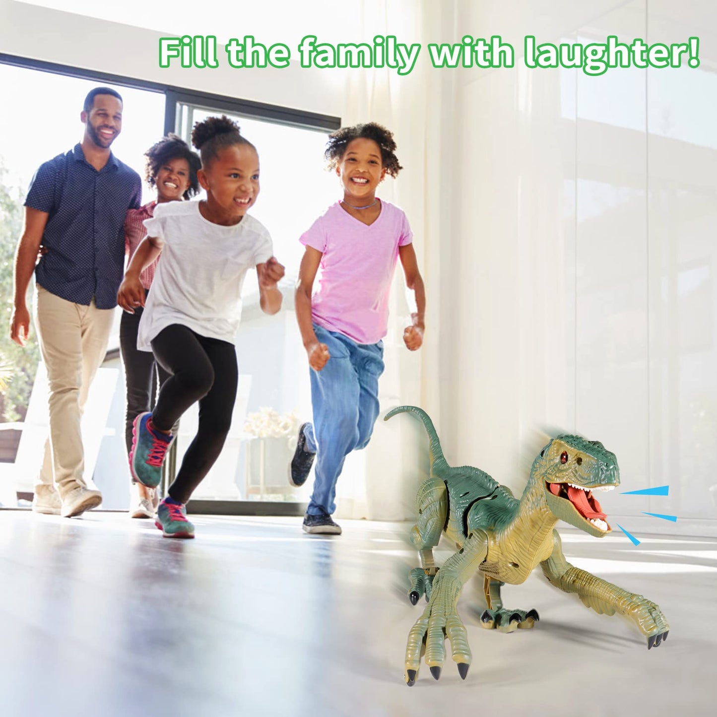 Vertoy Remote Control Dinosaur Toys For Kids - Build A Big Walking Velociraptor Dino With Light And Sound, Birthday Gift Ideas For Boys And Girls 3-5 5-7 8-12 Year Old