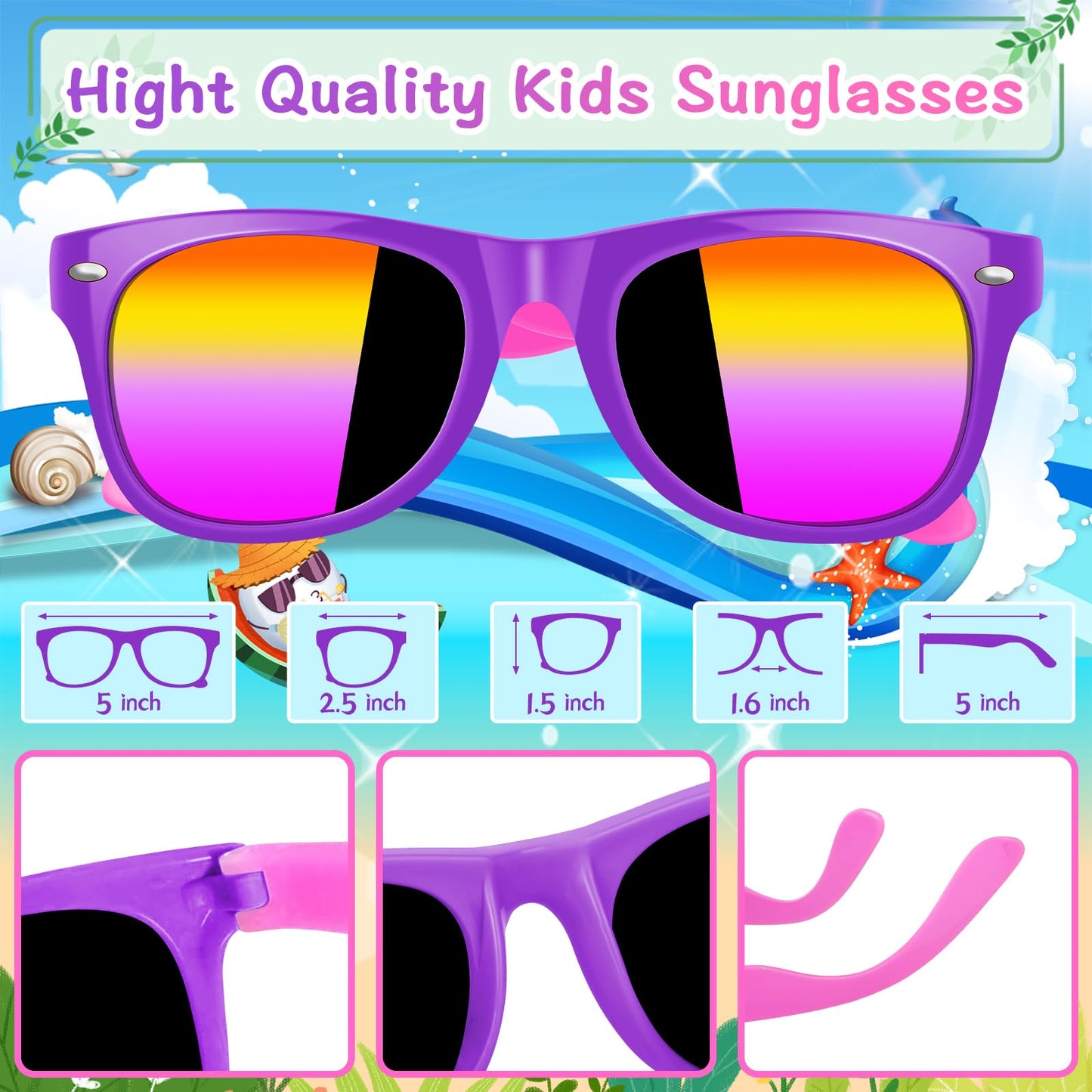 Kids Sunglasses Bulk, Kids Sunglasses Party Favor, 16Pack Neon Sunglasses For Kids Boys Girls Age 3-8, Party Favors For Kids 3-5