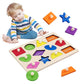 Montessori Toy Wooden Shape Peg Puzzles Montessori Baby Puzzle Geometric Shape Puzzle with Board Knob Preschool Wooden Puzzles f