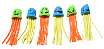 Swimline Dive Jellyfish Toys 6-Pack Weighted Catch And Retrieval Game For Swimming Pool & Bath Tub For Kids Multi Color Rings Underwater Dive Practice Education Learn