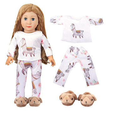 Msyo 18 Inch Doll Pajamas And Slippers Set- Animal-Themed Cozy Pajama Clothes With Fuzzy Slippers, 18 Inch Doll Accessories Bund