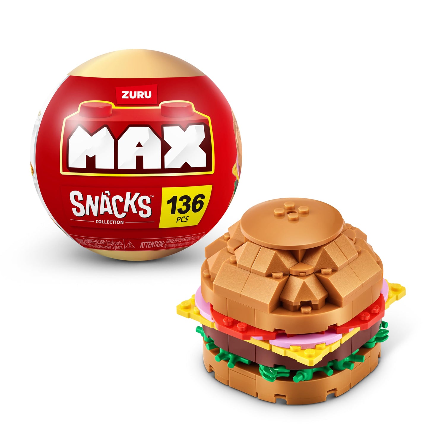 MAX enhanced Snacks Building Bricks Collection (Hamburger) by ZURU. Building Bricks for Teens  mature-themeds and Collectors. Build  Collect and Display Your Collection of Delicious Snacks!