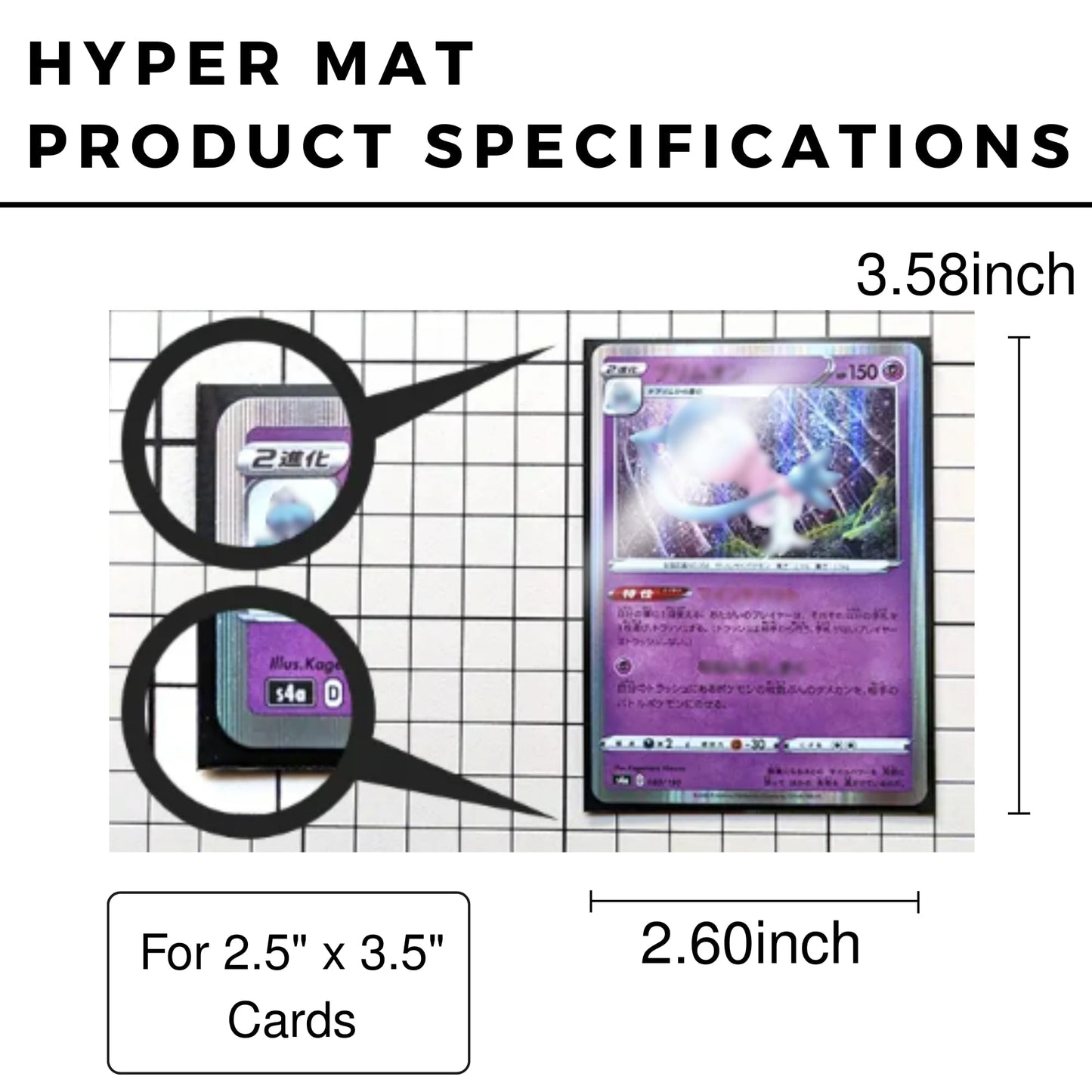 [2 Pack] Hyper Matte Sleeves Black (66?91mm / 2.5 x 3.5  128 pcs) Card Sleeves + 1 Acrylic Trading Card Display Stand | Made in Japan | Gift Set | Perfect for Standard Size Trading Cards