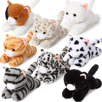 Libima 8 Pcs Cat Stuffed Animals Bulk 8 Inch Plush Kittens Cat Theme Party Favors Carnival Awards Birthday Party Gifts Assorted