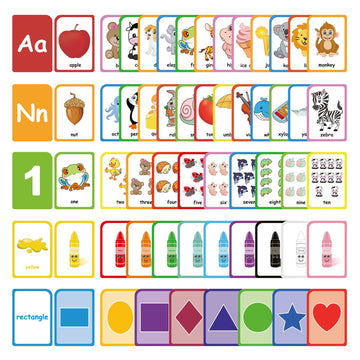 Zazzykid Flash Cards For Toddlers Learning: 54 Double Sides Flashcards For Alphabets, Numbers, Colors, Shapes - Educational Toys For Preschool