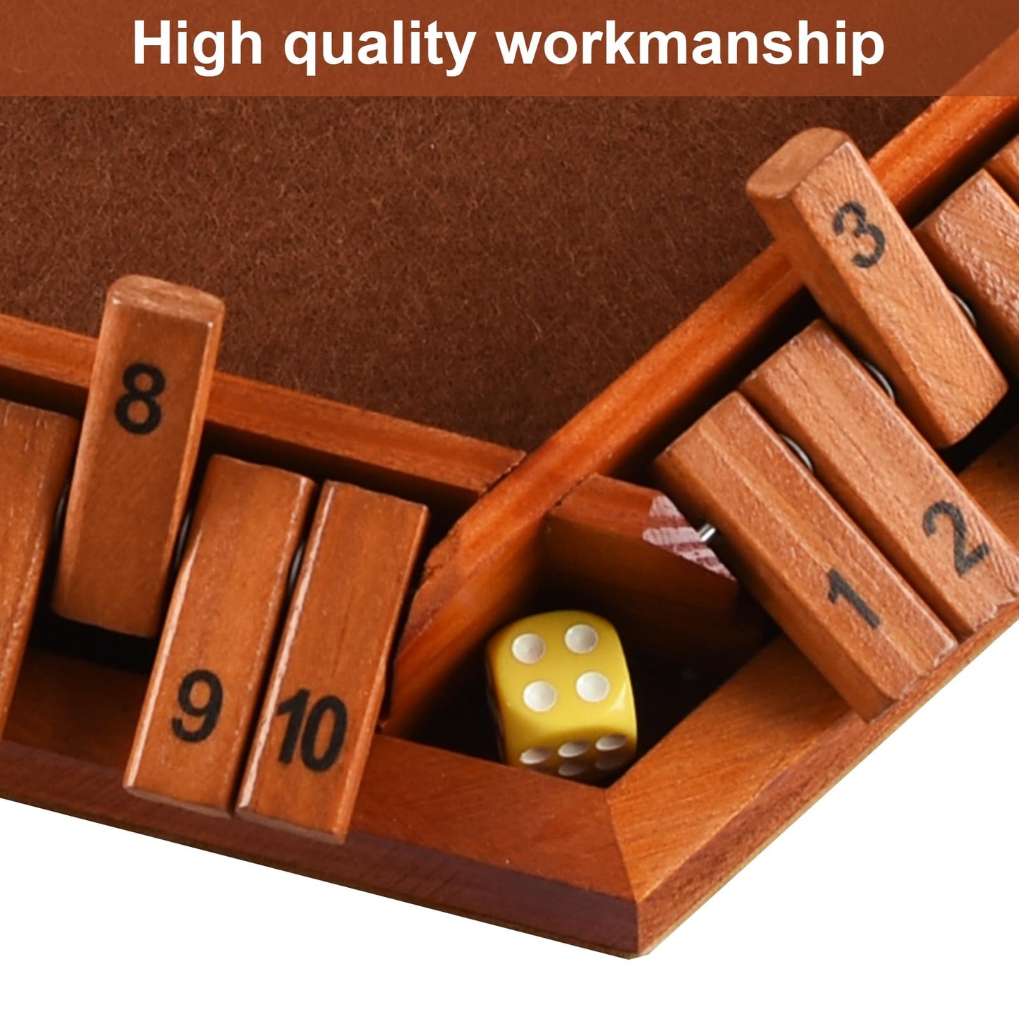 Alangduo Shut The Box Game With 12 Dice, 2-6 Player Shut The Box Table Math Game, Shut The Box Game Wooden, Educational Close The Box Game For Kids, Adults (Brown)