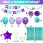 Mermaid Birthday Decorations Purple Teal Blue Party Balloons Happy Birthday Banner Dots Garland Purple Turquoise Green Fringe Cu
