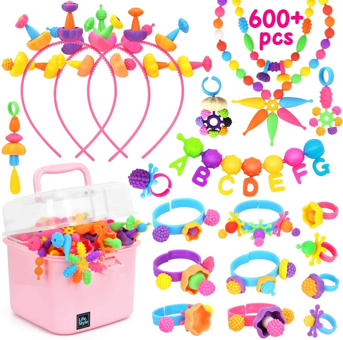 NIDOOT Pop Beads, Girls Jewelry Making Kit, Bracelet Making Kit for Girls, 550Pc+ Snap Beads for Kids, Girl Toys Age 4-5, 5 6 Ye