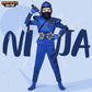 Spooktacular Creations Kids Ninja Costume  Birdy Blue Ninja Costume with Accessories for Boys Halloween Dress Up  Ninja Themed Parties (Medium (8-10yr))