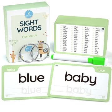 Wjpc 58 Cards, 116Pcs High Frequency Sight Words Flash Cards (Kindergarten), Phonics Learning Cards For Kids Ages 4,5,6 Years. Learn To Read, Write.