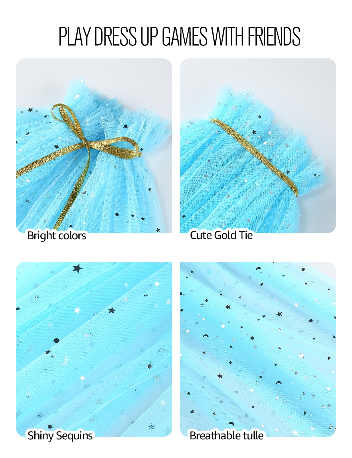 Sabbenia Princess Elsa Cape Set For Little Girl Dress Up,11Pcs Princess Cape Cosplay Christmas Halloween Birthday Gift 3-8Y(Blue