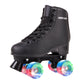 Skate Gear Extra Support Quad Roller Skates For Kids And Adults (Black W Led, Youth 2)