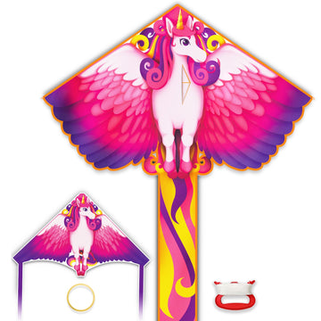 Kites for Kids - 2 Pack: Unicorn Kite & Mini Finger Launcher, Easy to Fly, Ages 4-12