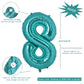 Vonokee 40 Inch Teal Blue Giant Number Balloons 8, Jumbo Digital Foil Mylar Balloon For Birthday Party Wedding Anniversary Celeb