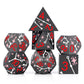 PJOY Metal Dice Set D&D Star Dice Set DND Polyhedral Dice for RPG Role Playing Games Dungeons and Dragons TTRPG Black Red Pink D